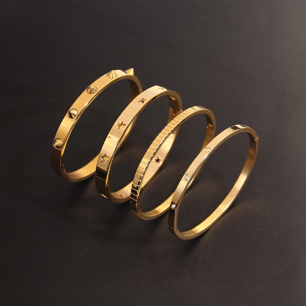 stainless steel gold plated bangles