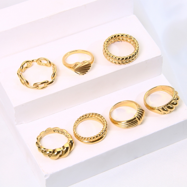 stainless steel goldplated ring 17