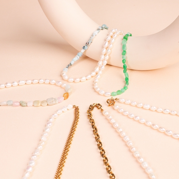 collar de perlas de acero inoxidable