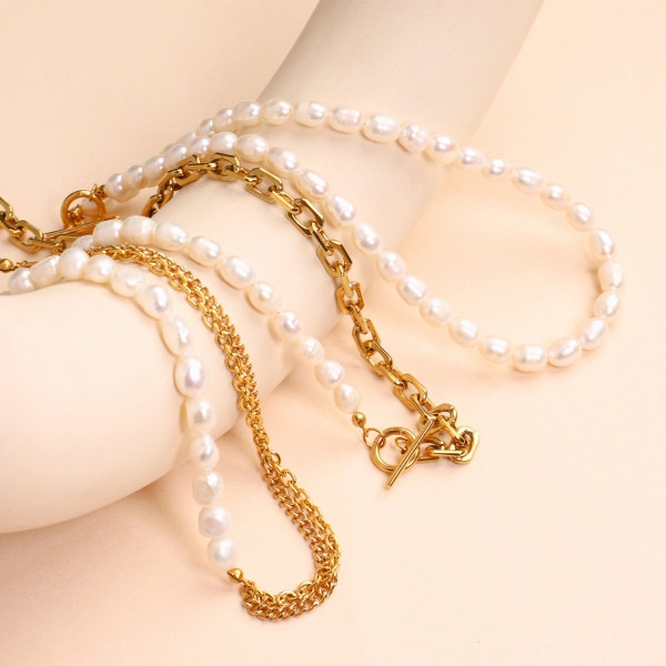 collar de perlas de acero inoxidable