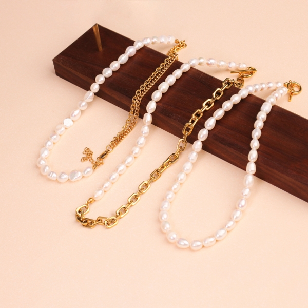 collar de perlas de acero inoxidable