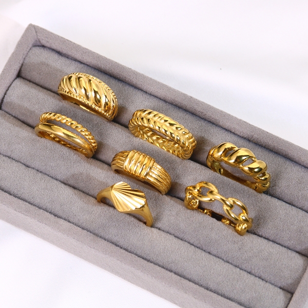 stainless steel gold plated ring