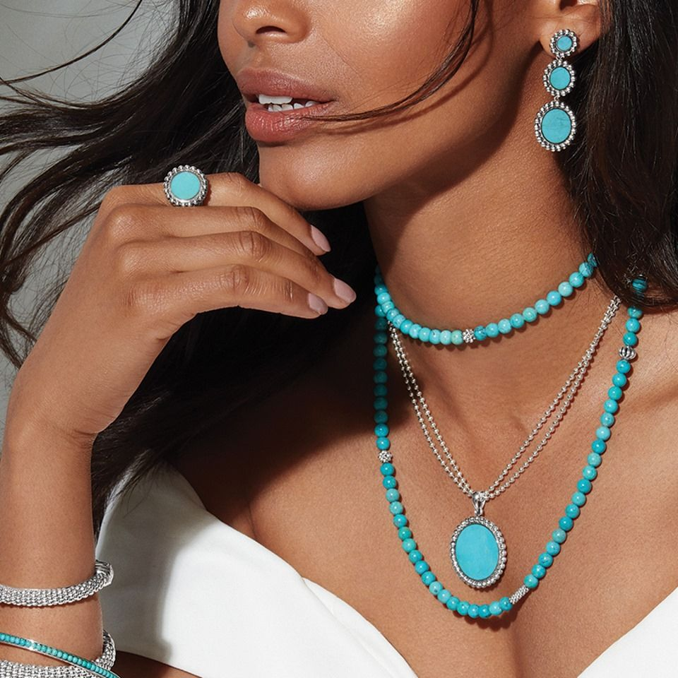 girl wearing turquoise bangles and necklaces