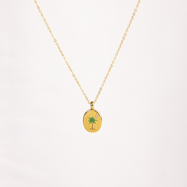 18k stainless steel necklace with three pendant