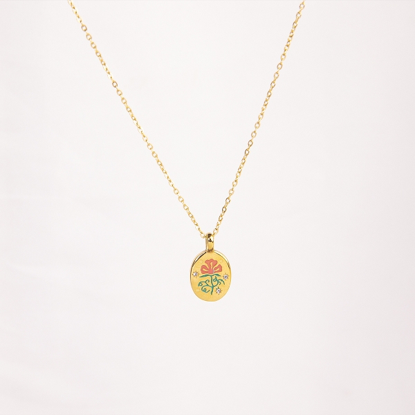18k stainless steel necklace with flower pendant